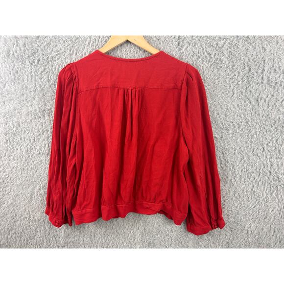 Madewell Women’s Drapey Open-Front Blouse – Red – Size XXL - Picture 3 of 8